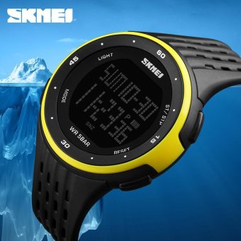 SKMEI Sports Watches Casual Pu Wristwatch Fashion Men And Women's Waterproof LED Digital Military Watch Students Watch - Yellow - intl  