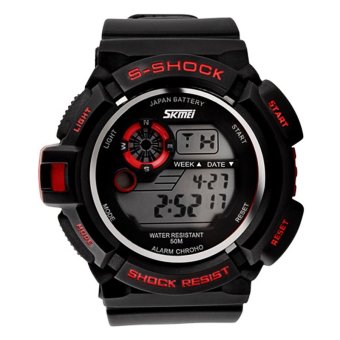 Skmei Unisex Black Rubber Starp Sport Wrist Watch+Red 0939  