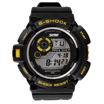 Skmei Unisex Black Rubber Starp Sport Wrist Watch+Yellow 0939  