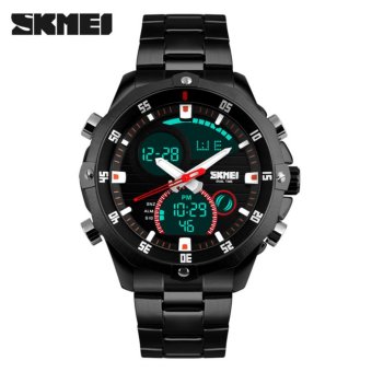 SKMEI Viper Hitam - Jam Tangan Pria - Rantai Stainless Steel - AD1146 Executive Black + Free Box Jam Tangan Flash  