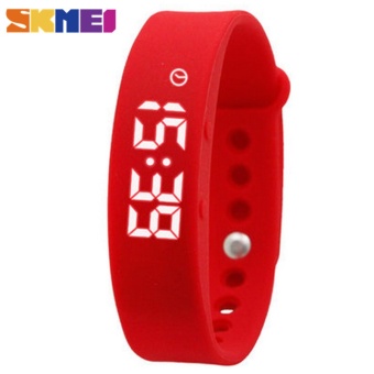 Skmei Women LED Sports Bracelet Smart Watch 3D Pedometer Health Monitoring Smart Digital Watch Sleep Quality Temperature Monitoring - Red - intl  