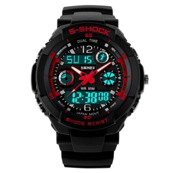 SKMEI Women Sport LED Waterproof Rubber Strap Wrist Watch - Red 0931  