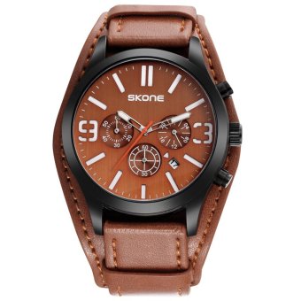 SKONE Brand Fashion Men's Multi-functional Quartz Sport Wristwatches New Design Dial Casual Watches 383403 (Coffee) - intl  