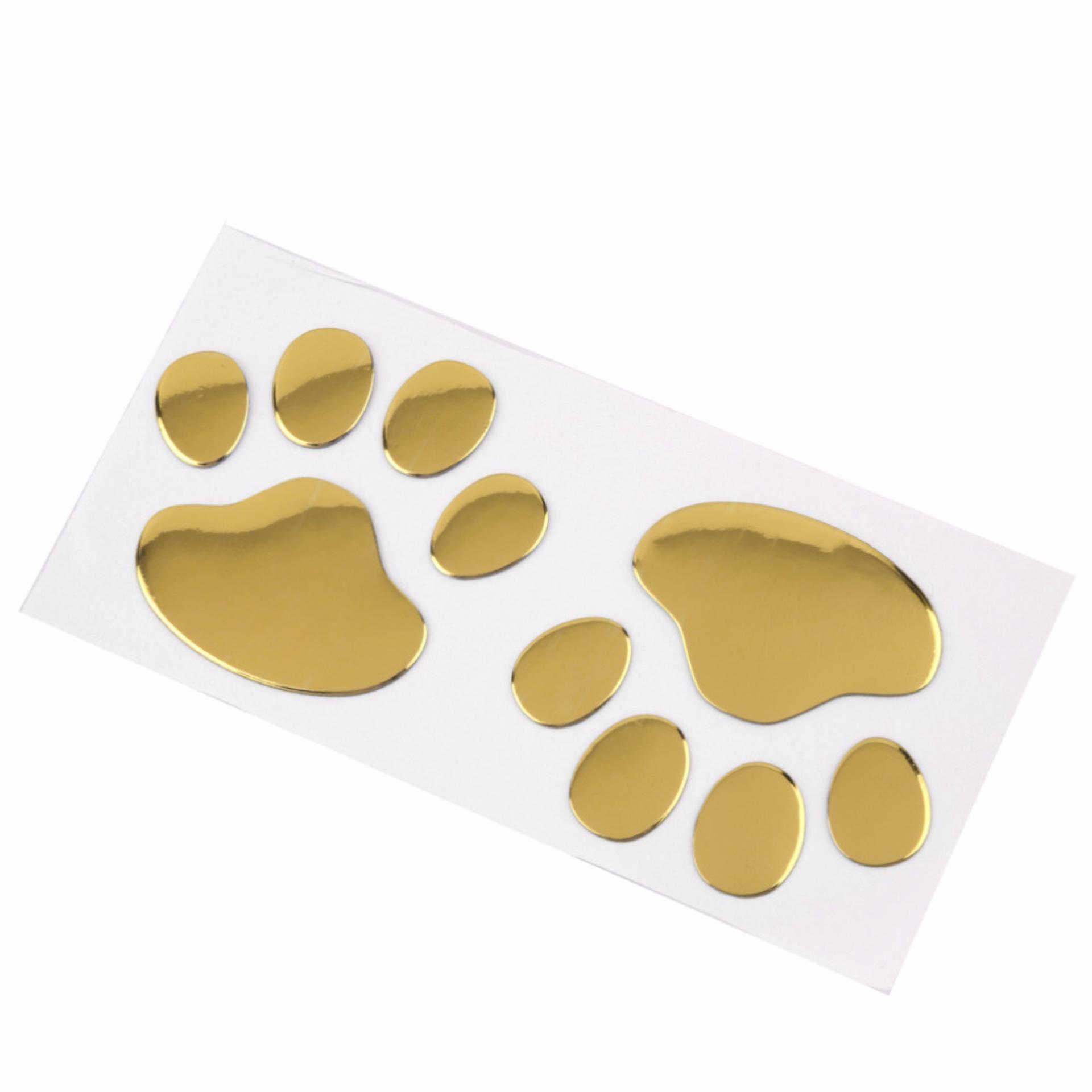 ... Sohoku Stiker 3D Dog Footprint / Cakar Anjing - Emas ...