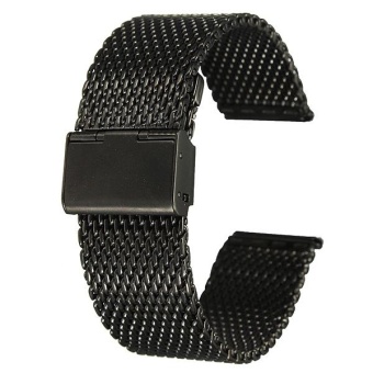 Stainless Steel Watch Strap Shark Mesh Chainmail Bracelet Unisex Black 22mm - intl  