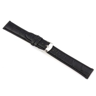 Sunshine  18mm Soft Genuine Leather Strap Steel Buckle Wrist Watch Band Black   