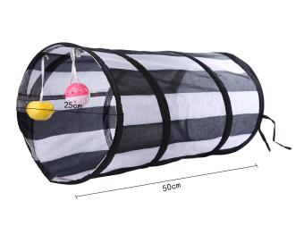 Gambar svoovs Collapsible Cat Tunnel Toy With Balls For Pet Play 19.7x9.8Inch, Black And White