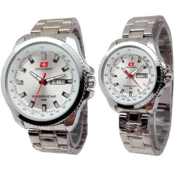 Swiss Army Couple - Jam Tangan Couple - Silver Stainless - Dial Putih - SA-65v61  