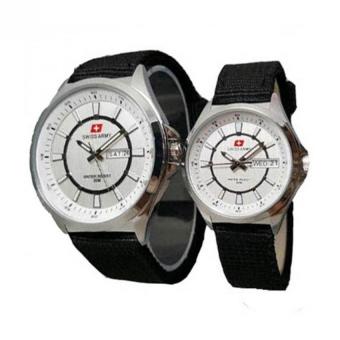 Swiss Army Date Jam Tangan Couple - Strap Canvas - SA 5096 BSW  