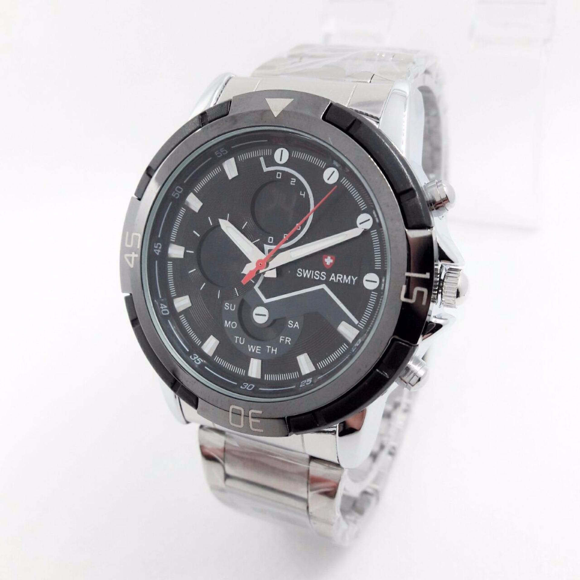 Swiss Army Sa7009m Jam Tangan Pria Strap Kulit Hitam Silver Spec SWISS ARMY SA0064M JAM TANGAN PRIA STRAP KULIT HITAM MERAH3 Swiss Army District Time