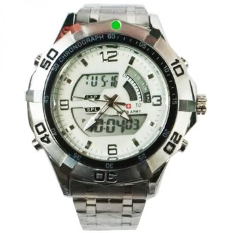 Swiss Army Dualtime Jam Tangan Pria - Strap Stainless Steel - Hitam SA 7665 SB  