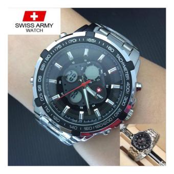 Swiss Army - FASHION - Indigo Dual Time - Jam Tangan Pria Strap Rantai - SA82633  