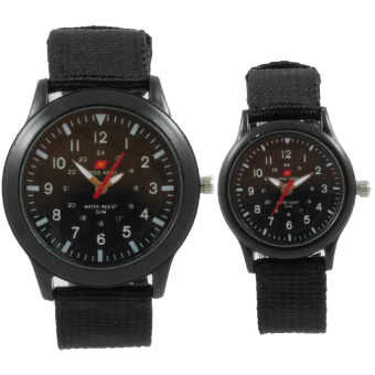 Swiss Army - Jam Tangan Analog Couple - Kanvas Hitam - Dial Hitam - Bezel Hitam SA 1265 H  