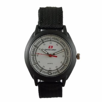 Swiss Army - Jam Tangan Analog Wanita - Kanvas Hitam - Dial Putih - Bezel Hitam SAX 1005-04  