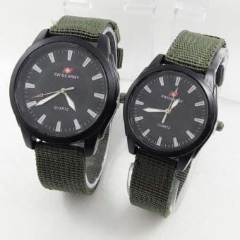 Swiss Army - Jam Tangan Couple Pria Wanita - Hitam - Strap Canvas -SA 9976 PO  