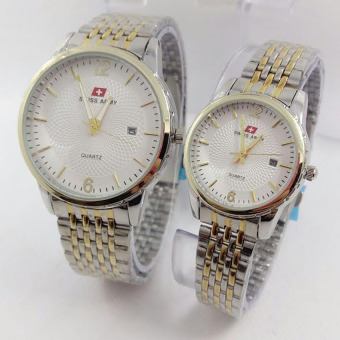 Swiss Army - Jam Tangan Couple - Stainless Steel - SAhf 27 Combi Plat Putih  