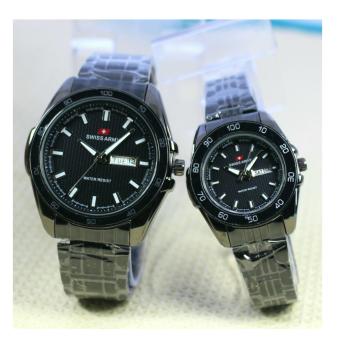 Swiss Army Jam Tangan Couple Strap Rantai SA 1109 GR Full Black  