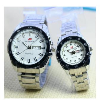 Swiss Army Jam Tangan Couple Strap Rantai SA 1109 GR ( Silver )  