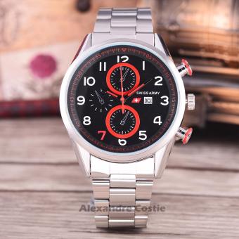 Swiss Army Jam Tangan Pria - Body Silver/ Black-Red Dial - SA-RT-7726B-TGL-SB/RED - Stainless Steel Band  