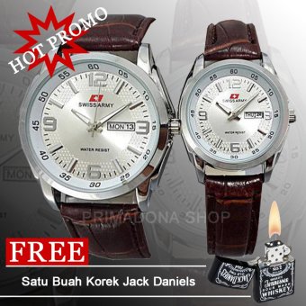 Swiss Army Jam Tangan Pria Dan Wanita -SA8817Ps - Strap Kulit - Coklat