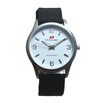 Swiss Army - Jam Tangan Pria - Silver Dove - Bezel Putih - Tali Kanvas- TW 2231 G  