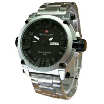 Swiss Army - SA 1095 M - Jam Tangan Formal Pria - Silver Black  