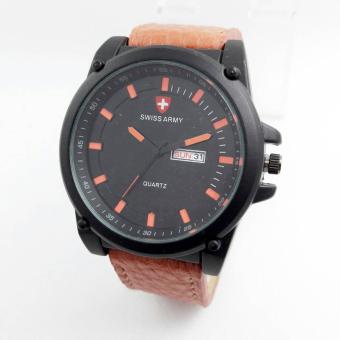 SWISS ARMY TALI KULIT SPORTS TERBARU- JAM TANGAN PRIA SA-TANGGAL/HARI AKTIF SA 3345 PO  