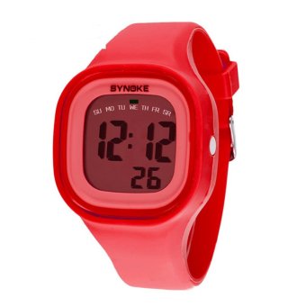 Synoke 66896 Women Waterproof Sport Watch Cool Fashion Digital Wristwatch Red  