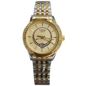 Tajima Tanggal TJ25684 Jam Tangan Wanita Stainless Steel Silver Lis Gold  