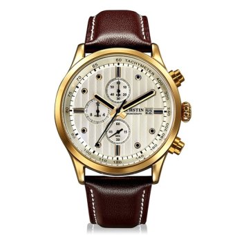 TETE OCHSTIN Genuine Swiss Watch Male Sports Brand Luxury WatchesMens Waterproof Leather Quartz Watch 6-Pin (Brown) - intl  