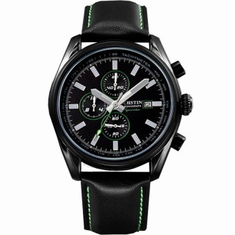 TETE OCHSTIN Korean Fashion Casual Student Waterproof Male TableLuminous Mens Leather Multifunction Sports Watch (Green) - intl  