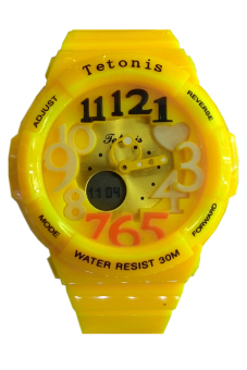Tetonis Dual Time - Jam Tangan Wanita - Kuning - Rubber Strap - TS402K  
