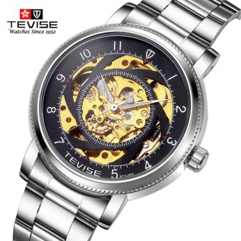 TEVISE Automatic Mechanical Watches Men Brand Luxury White/Black Case Stainless Steel Skeleton Watch - intl  