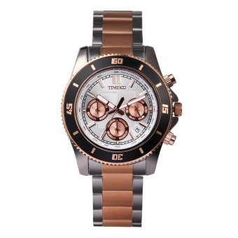 Time100 Men Male Fashion Multifunction Stainless Steel Timing Waterproof Gold Quartz Watch W70081G.03A - intl  