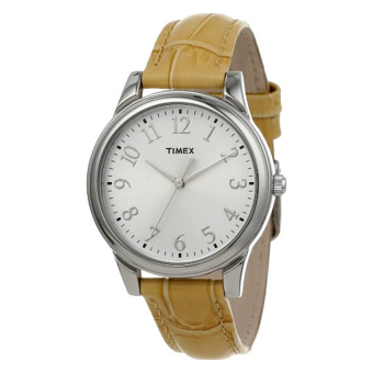 Timex Women's T2P1282M Beige Croco Patterned Leather Strap Watch - intl  