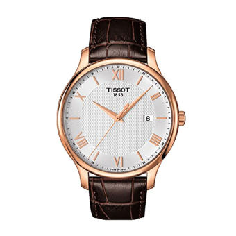 Tissot T0636103603800 Tradition Leather Mens Watch - Silver Dial - Intl  