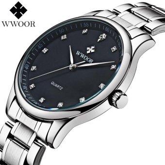 Top Brand 50m Waterproof Men Sports Watches Men's Casual Quartz Watch Diamonds Hour Stainless Steel Wrist Watch (Black) - intl  