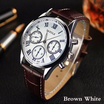 Top Brand Luxury Famous Men Wrist Watches Male Quartz Watch Men Business Casual Clock (Brown White) - intl  