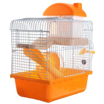 Tupai kerdil tikus Hamster kandang hewan peliharaan kecil 2 tingkat lantai rumah roda jeruk warna acak - International Tupai kerdil tikus Hamster kandang hewan peliharaan kecil 2 tingkat lantai rumah roda jeruk warna acak - International