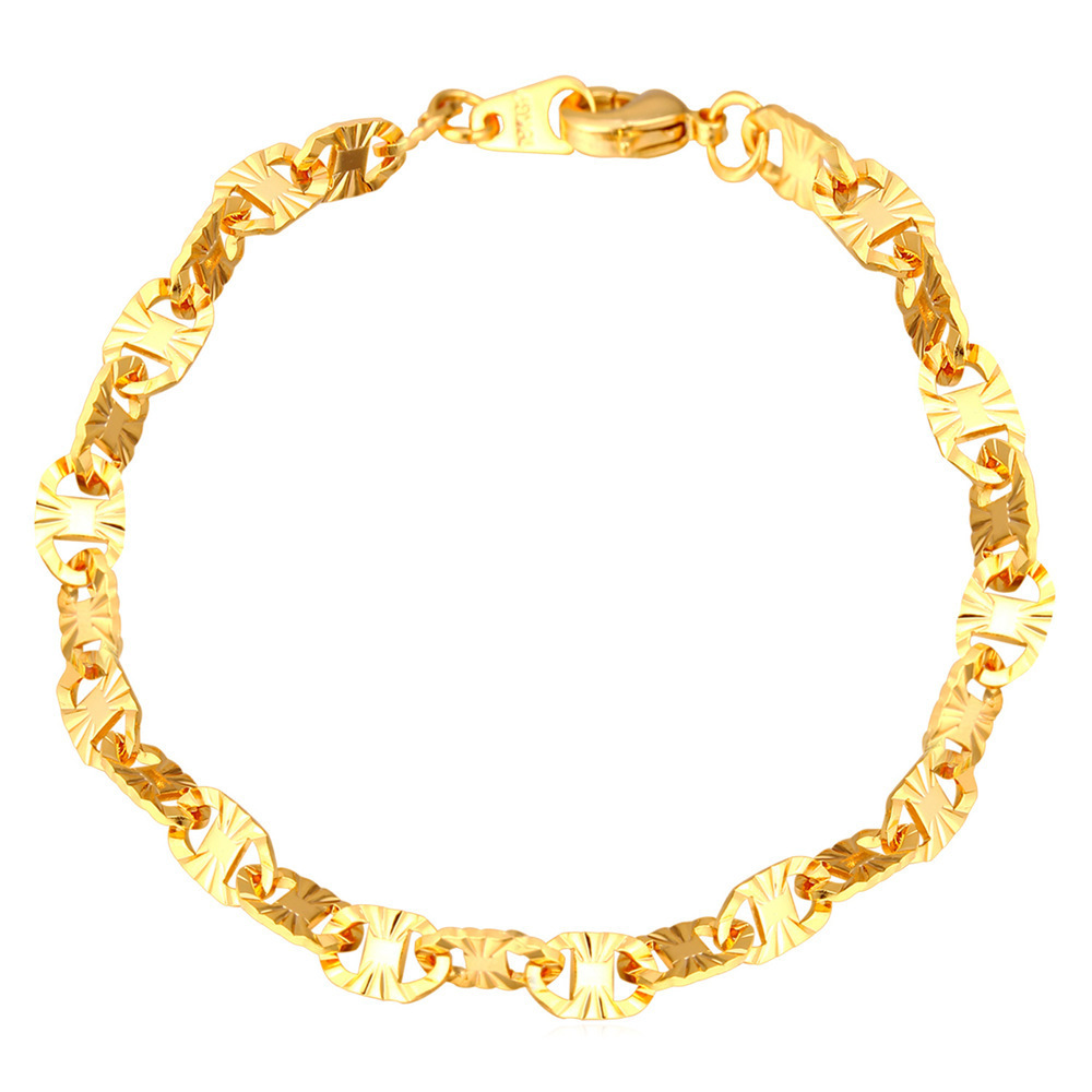 ... U7 Fashion 18 KB Nyata Emas Berlapis Rantai Gelang (Emas) ...