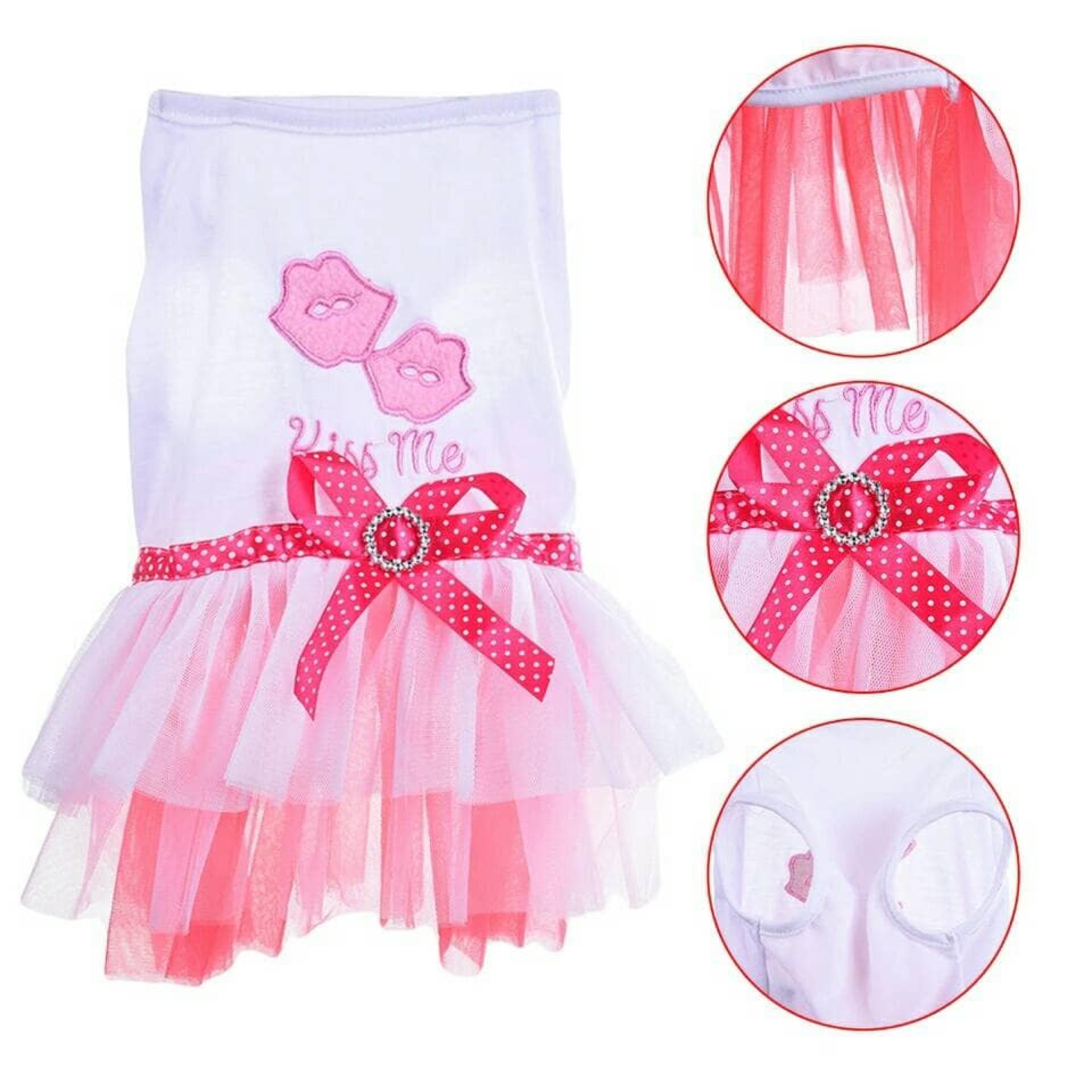 Unipet - Baju Dress Pita Anjing Kucing Size L - Pink .