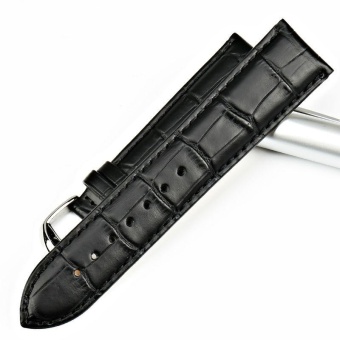 Unisex Bamboo Joint Calfskin Leather Watch Band Replacement - Black / Width 24mm - intl  