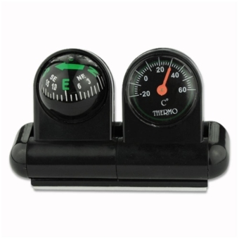 Universal Car Compas and Thermometer - Kompas Mobil - Hitam  