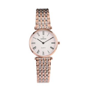 VANDER Business Fashion Glass Quartz Watch Men's High-grade Watch (Rose Gold+White) - intl  