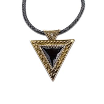 Vanker-Nice Necklace Jewelry Retro Big Triangle Shaped Pendant Leather Chain For Women Hot(Gold)  