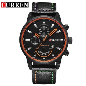 VORSTEK CURREN Men Sports Quartz Military Watches Male Date Leather Casual Watch 8217 Black Black - intl  