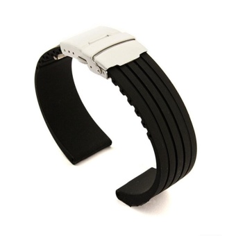 Waterproof Silicone Sports Tire Grain Watchband Strap - Black 18mm - intl  