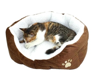 Gambar wedzwe Cute Paw Print Comfortable Pets Dog Cats Puppy Kitten Nest Pad Soft Fleece Bed (L,Coffee)   intl