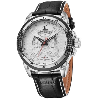 WEIDE Men's Quartz Watches Calendar Leather Business Watches White - intl  