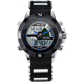 WEIDE Watches Mens Casual Watch Multifunction LED Watches DualTime Zone With Alarm Sports Waterproof Quartz Wristwatches(BlackBule) - intl  